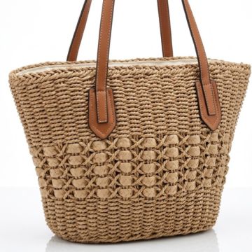 Bolsa de Palha Kerida com Alça de Ombro Leve, Espaçosa e Versátil
