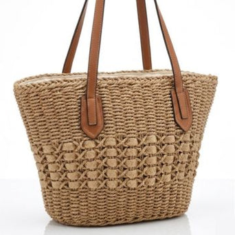 Bolsa de Palha Kerida com Alça de Ombro Leve, Espaçosa e Versátil