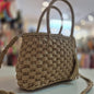 Bolsa de Palha Pérola com Duas Alças Estilo Casual para Praia e Passeios