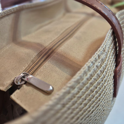 Bolsa de Palha Line com Alça de Ombro Estilo Casual para Dia a Dia e Praia