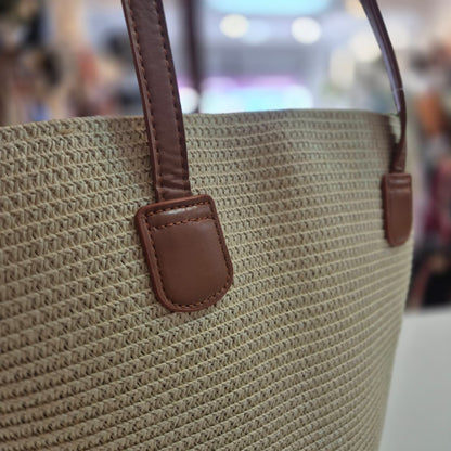 Bolsa de Palha Line com Alça de Ombro Estilo Casual para Dia a Dia e Praia