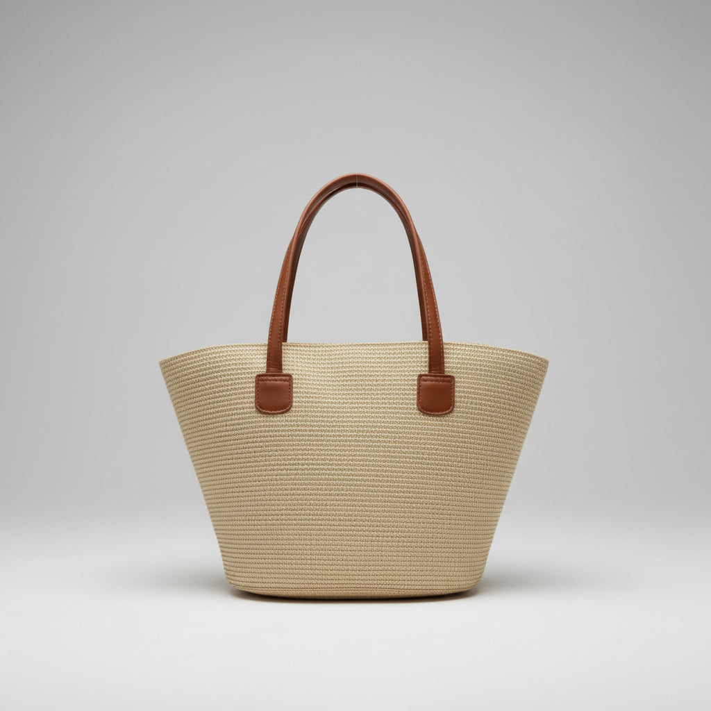 Bolsa de Palha Line com Alça de Ombro Estilo Casual para Dia a Dia e Praia