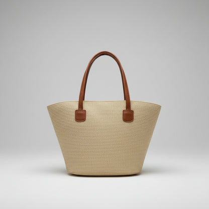 Bolsa de Palha Line com Alça de Ombro Estilo Casual para Dia a Dia e Praia