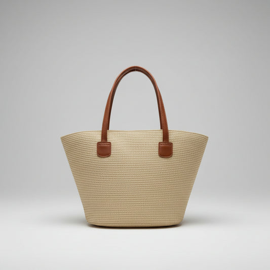 Bolsa de Palha Line com Alça de Ombro Estilo Casual para Dia a Dia e Praia