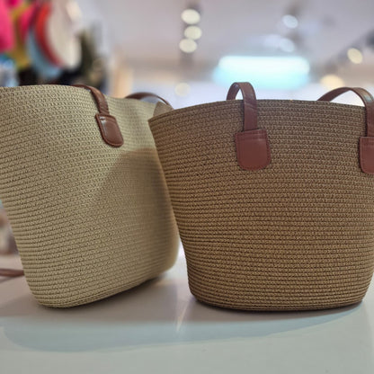 Bolsa de Palha Line com Alça de Ombro Estilo Casual para Dia a Dia e Praia