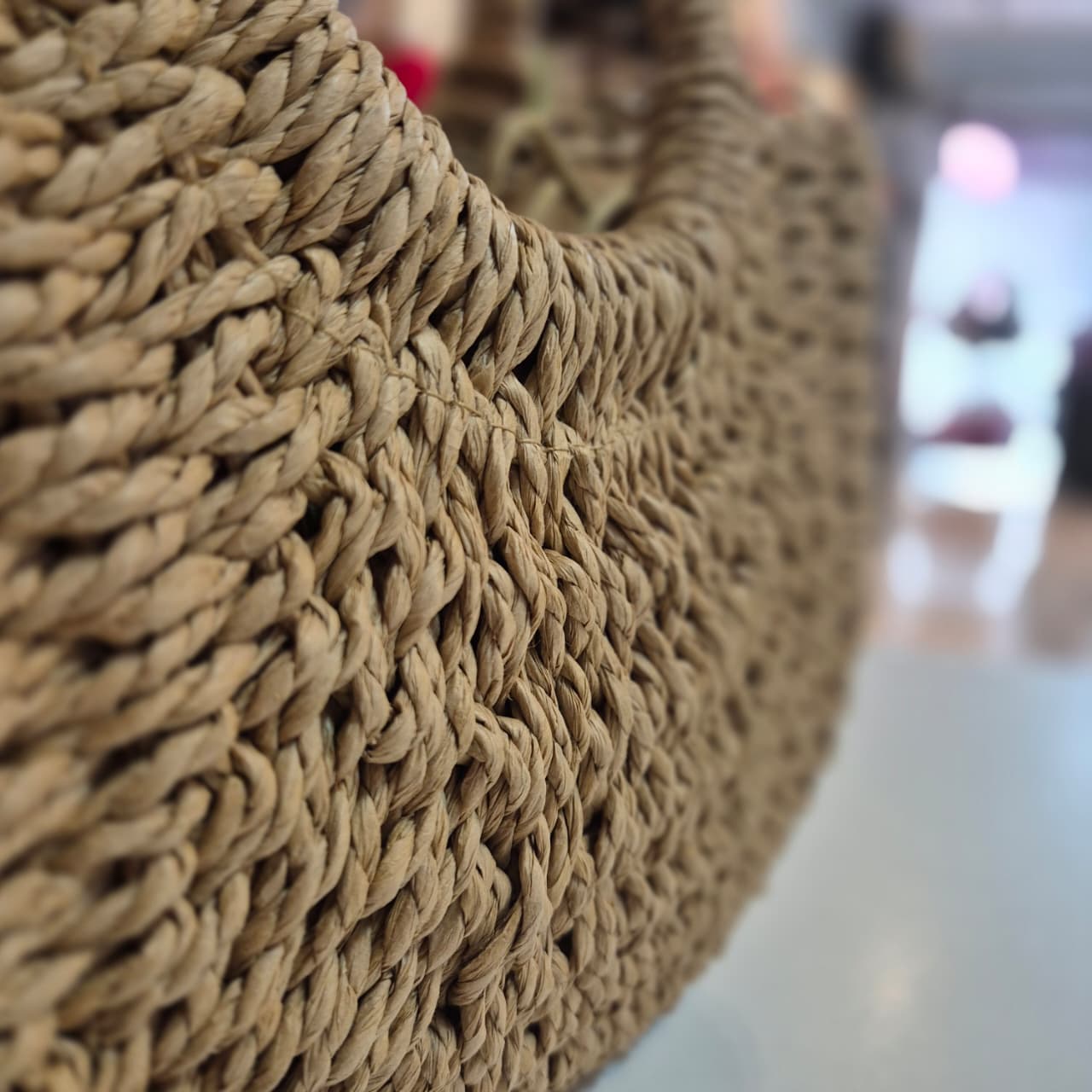Bolsa Meia Lua de Palha com Alça Estilo Casual para Praia e Passeios