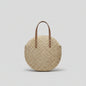 Bolsa de Praia Circular em Palha com Alça Estilo Casual